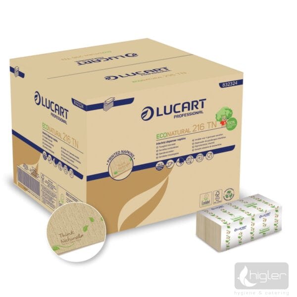 Hajtogatott szalvéta Lucart 2rét.EcoNatural 216TN (24×16,4cm) 150lap/cs 40cs/#