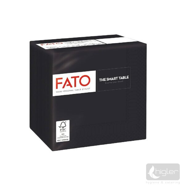 FATO Szalvéta 2 réteg 24x24 cm fekete 100 db/csomag