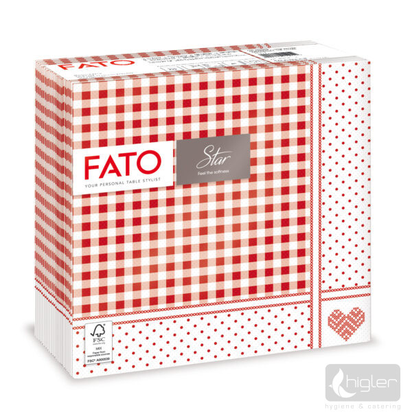 FATO Star Szalvéta 38x38cm Shabby piros 50 db/csomag