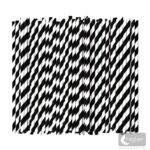 Szívószál papír fekete-fehér 23cm