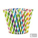 Szívószál papír csíkos vegyes színes 23cm